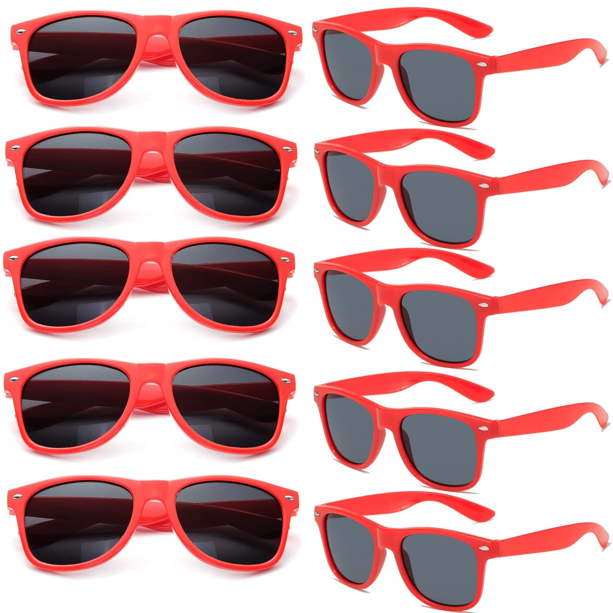 FSMILING 10er Party Sonnenbrillen Set Für Herren Damen,lustige Bunte Sonnenbrillen Pack Neon Sonnenbrille Rot Party Brillen Für Karneval/fasching
