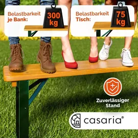 CASARIA Bierzeltgarnitur 3-tlg. Tisch 170 x 46 cm Braun