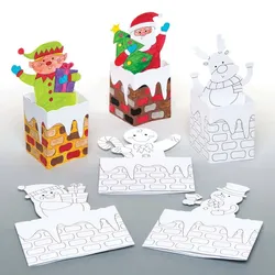Weihnachtliche Pop-up-Karten "Schornstein" (pro Set 6) Bastelaktivitäten zu Weihnachten