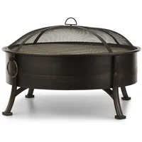 Blumfeldt 2-in-1 Feuerschale - Feuerschale für den Garten mit Edelstahl-Grillrost, Feuerschalen FireView Concept, Funkenschutz, Trageringe, Schürhaken & Grillrost, Stil: Catania, schwarz
