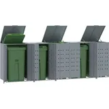 vidaXL Mülltonnenbox für 5 Tonnen Grau 345x79x117 cm Stahl