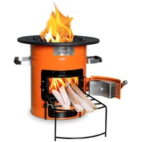 grillart® Raketenofen Outdoor “Powertrain” – effizienter Holzofen als Campingkocher für Dutch Oven und Grillpfannen – besonders effizient bei geringer Rauchentwicklung (Orange ohne Tasche)