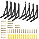 8 Stück Regalwinkel Schwarz Metall Regalträger Metall Schwerlast Wandregal Halterung Winkel 90 Grad Schwerlastkonsole mit Schrauben für Bücherregal Gärten küche(Tragkraft: 30KG) (300mm-Black)