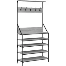 vidaXL Garderobenständer mit Schuhablage 90 x 34 x 184 cm Grau Sonoma