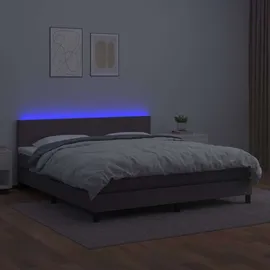vidaXL Boxspringbett mit Matratze & LED Grau 180x200 cm Kunstleder