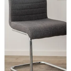 Home4You 2er Set, Dunkelgrau - Webstoff - Freischwinger Esszimmerstuhl