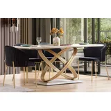Casa Padrino Luxus Esstisch mit Glasplatte Weiß / Gold 207 x 97 x H. 79 cm - Esszimmer Möbel - Luxus Möbel - Luxus Kollektion - Weiß/Gold