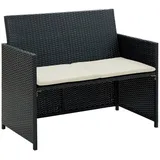 Tidyard 2-Sitzer-Gartensofa Holzsofa Outdoor-Sofa Terrassensofa Gartenbank Gartenmöbel Sitzbank Lounge Sofa für Balkon und Terrasse mit Polstern Schwarz Poly Rattan