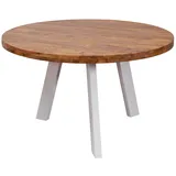 FineBuy Esszimmertisch Ø 130 cm Sheesham Holztisch Massiv Küchentisch Tisch