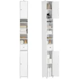 SoBuy Badezimmerschrank mit 5 Fächern und 1 Schublade MDF Weiß BZR34-W