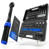 HASKYY Drehmomentschlüssel 1/4" 2-20Nm Set Fahrrad Drehmoment Bit Innensechskant Verlängerung Torx Bit Satz, F1/4"-M3/8" Adapter Reparatur Service