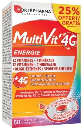 Forté Pharma MultiVit4G Energie 2 Monate 60 Zweischichttabletten