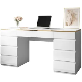 lookway Schreibtisch AURORA DOUBLE GOLD Weiß / Gold