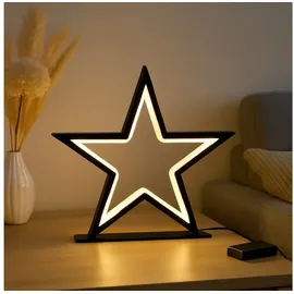 Gravidus LED Metallstern Deko Stern Weihnachtsdeko schwarz 34 cm mit 70 warmweißen LED