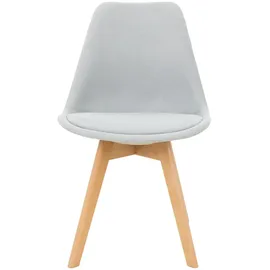 ML-Design Esszimmerstuhl, Grau, Leinenbezug mit Holzbeinen