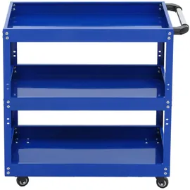 Mendler Werkzeugwagen HWC-M25, Rollwagen Werkstattwagen Transportwagen, Rollen Handgriff 3 Ladeflächen, Stahl 73x73x36cm blau