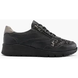Leder Komfort Schnürer - Damen - schwarz