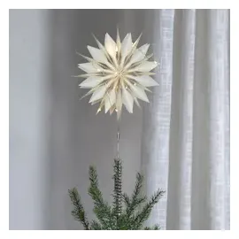 MARELIDA LED Baumspitze Papierstern Melli Tannenbaumspitze beleuchtet H: 43cm weiß
