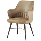 MASSIVMOEBEL24.DE Polsterstuhl Leder beige