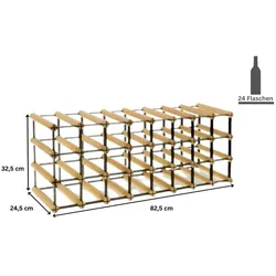 PROREGAL Modulares Weinregal VINOTECA MOD METAL | HxBxT 32,5x82,5x24,5cm | 8x3 Flaschen | Massives Kiefernholz | Natur | Flaschenregal