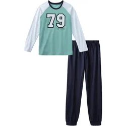 AUTHENTIC LE JOGGER Schlafanzug »für Jungs«, (2 tlg., 1 Stück), Schlafanzug mit großem College-Print vorn AUTHENTIC LE JOGGER blau 182