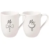 Villeroy & Boch Statement Tassen Set Mr & Mrs 2 teilig Weiß, Schwarz, Spülmaschinenfest, Mikrowellensicher, Mr & Mrs Tassen Hochzeit, Mr und Mrs Geschenke, Kaffeetasse, Becher, Premium Porcelain