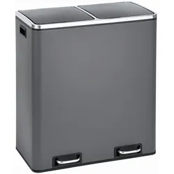 SVITA TM2X30 Treteimer 60 Liter Abfalleimer Mülleimer Design Mülltrennung Papierkorb Küchen-Ordnung Trennsystem Grau
