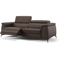 Sofanella - Leder 3-Sitzer livorno Braun 224 x 109 x 77 cm Füße: Graphit - Braun