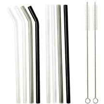 La Vague Wiederverwendbares Glastrinkhalm-Set 1 St. Schwarz/Weiß