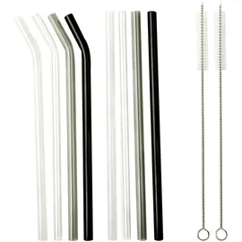 La Vague Wiederverwendbares Glastrinkhalm-Set 1 St. Schwarz/Weiß