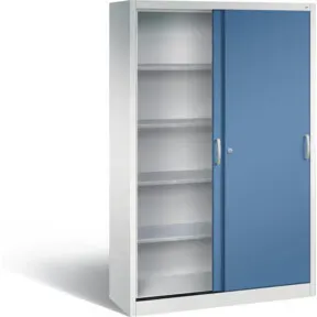 C+P Schiebetürenschrank Acurado, H1950xB1200xT400mm, Front Fernblau, Korpus Lichtgrau (2049-00)
