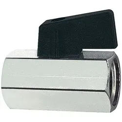 Mini-Kugelhahn, glatte Oberfläche, Messing vernickelt, G 3/8" I, DN 8
