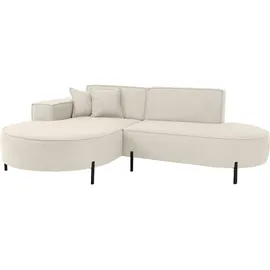 WFL GROUP Ecksofa Hana Loft 3-Sitzer Links Boucle Creme 241/80/168 cm,
