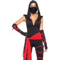 LEG AVENUE 85087 - 5TL. Tödliches Ninja Kostüm, Größe M, schwarz, Damen Karneval Fasching