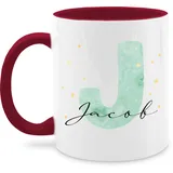 Tasse Tassen 325ml - Anfangsbuchstabe Personalisierbar mit Namen | Geschenk mit Initialen | Initialbuchstabe und Name individuell kombinierbar - 325 ml - Bordeauxrot - coffee mug buchstabe alphabet