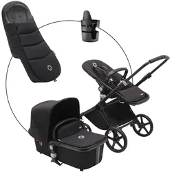 Bugaboo Fox Cub Kombikinderwagen Trio-Set inkl. Fußsack und Getränkehalter, schwarz