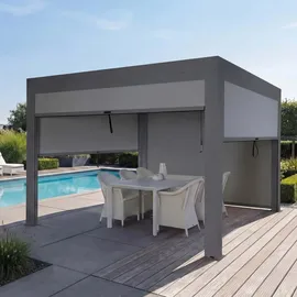 Mendler Pergola MCW-L46 mit Seitenwand Anthrazit 11 cm Alu-Gestell 3 x 4 m