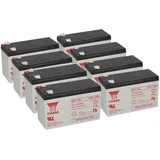 YUASA 8x Yuasa Blei-Akku NP7-12L Pb 12V 7Ah VdS, Faston 6,3mm