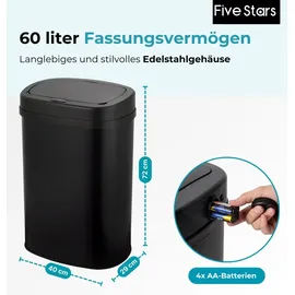 Five Stars Sensor-Mülleimer 60 l Schwarz