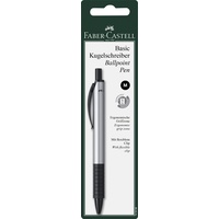 Faber-Castell 143498 - Kugelschreiber Basic M silber, 1 Stück, auf Blisterkarte