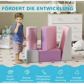 Homcom 5er-Set Schaumstoff Bausteine Riesenbausteine Bauklötze Bauspielzeug Schaumstoffblöcke für 1-3 Jahre alt Kinder Kunstleder EPE