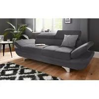 COTTA 2-Sitzer Enterprise, Big-Sofa, mit Armteilverstellung & Kopfteilverstellung grau