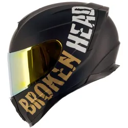Broken Head (A-Minus-Ware) BeProud Sport Gold Motorradhelm + Gold Verspiegelt...