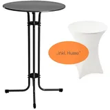 Estexo Stehtisch Bistrotisch Tisch Garten Partytisch Gartentisch Set Ø70 Cm Inkl. Husse Schwarz