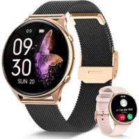 Fanttik Smartwatch Damen mit Telefonfunktion Smartwatch (3.53 cm/1,39 " Zoll, HD Touchscreen) Fitness Tracker Uhr mit 120+Sportmodi, mit 2 Kombinationen von Armbändern, Fitnesstracker mit IP68/Herzfrequenz/SpO2/BlutdruckEchtzeitüberwachung schwarz