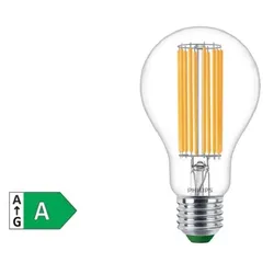 Nur noch angezeigter Bestand verfügbar:  Besonders effiziente PHILIPS E27 Filament LED Lampe 5,2W = 75W warmweißes Licht 3000K - Beste Energie Effizienz Klasse