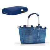 reisenthel SET carrybag Einkaufskorb Korb jeans BK4063S + Cover blau BP4005