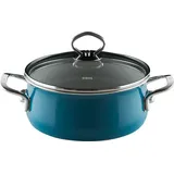 RIESS Kasserolle mit Glasdeckel, Aquamarin Ø24cm 4 Liter, Emaille, extrastark