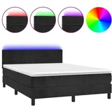 vidaXL Boxspringbett mit Matratze & LED Schwarz 140x200 cm Samt
