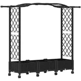 vidaXL Hochbeet mit Rankgitter und Dach 169 x 40 x 129 cm Schwarz